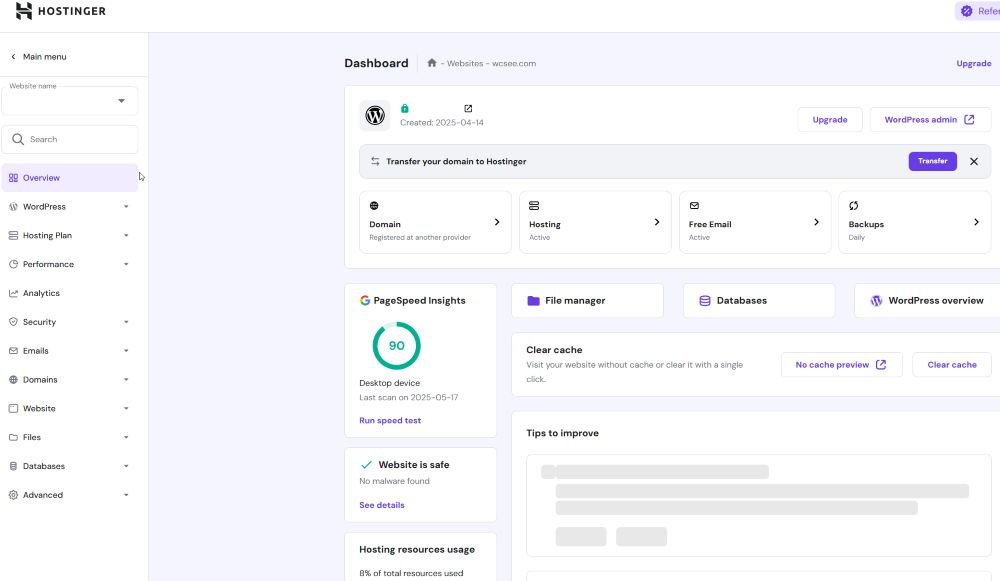 Register a domain and set up hosting